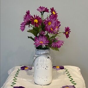 Mason Jar with Purple Flowers